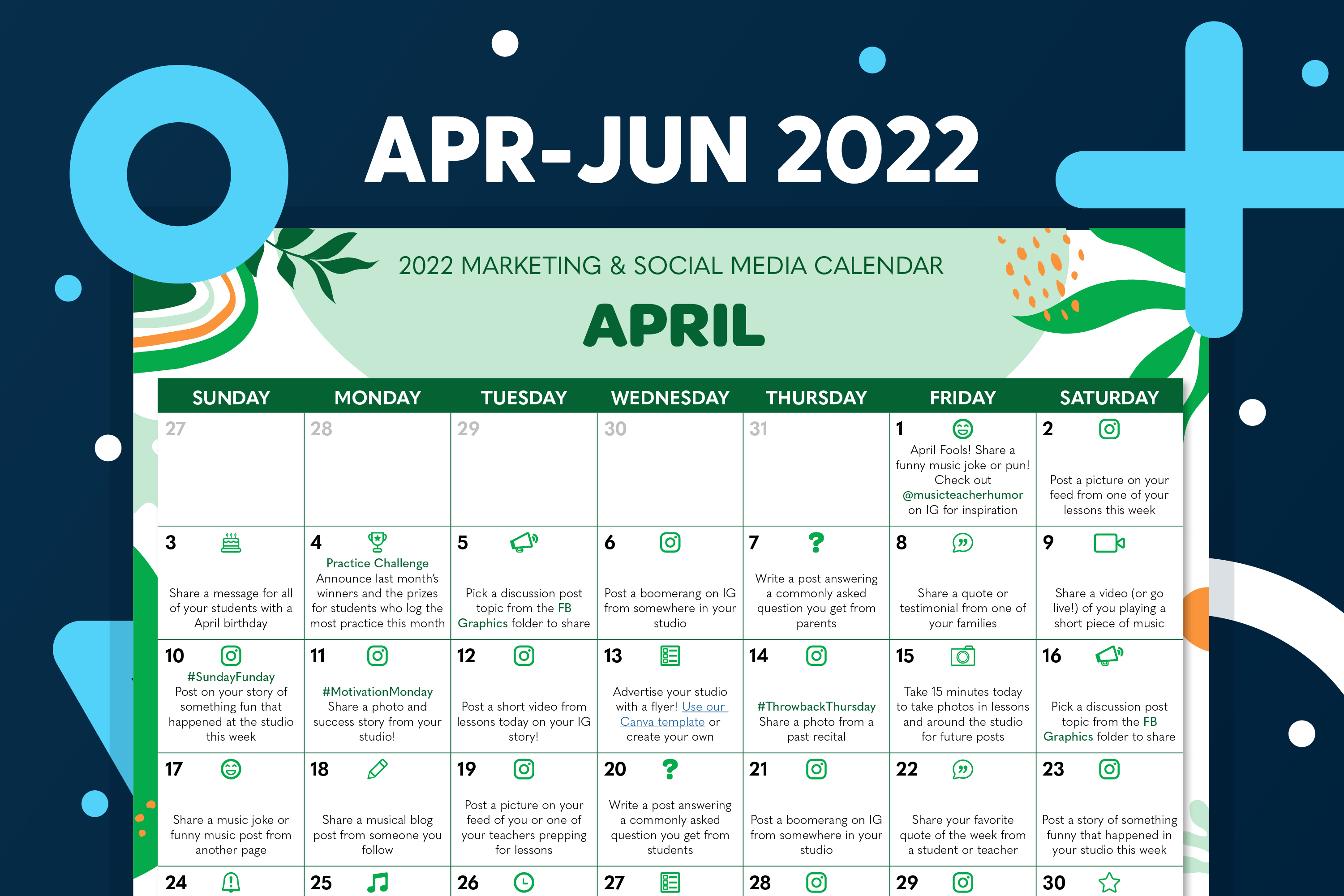 2022 Spring Social Media Calendar (Apr-Jun) – My Music Staff Resources